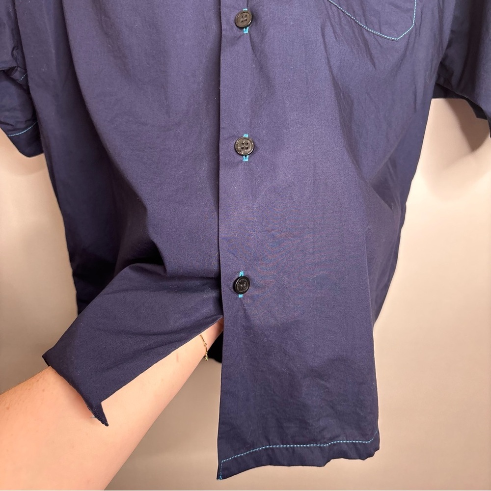 Marni x Uniqlo Oversized Navy Blue Short Sleeve Open Collar Shirt Size Small - Picture 4 of 8